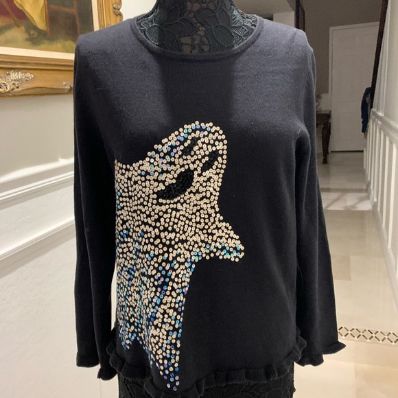 Michael Simon HALLOWEEN Ghost Sweater Blouse Size L - Picture 2 of 10